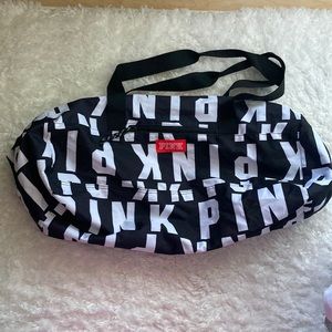 PINK black/white logo duffle bag